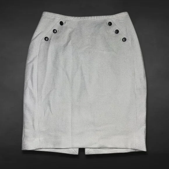 White House Black Market Skirt Double Rows Button Woven Fabric White Women’s 0 - Picture 1 of 13